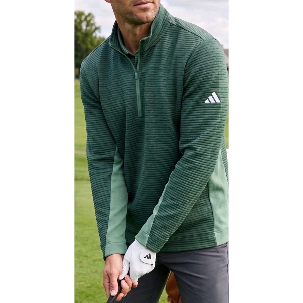 Adidas Men Golf Ultimate 365 Water Resistant Green 1/4 Zip Pullover Jacket 2XL
